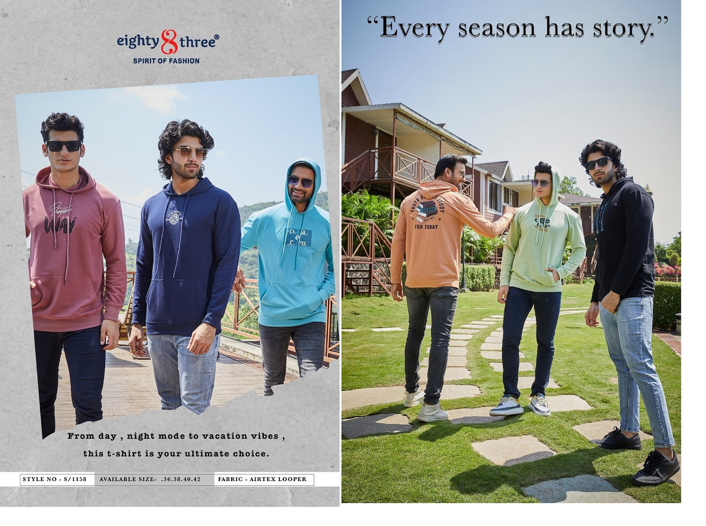 S 1158 Eighty Three Looper Mens Tshirts