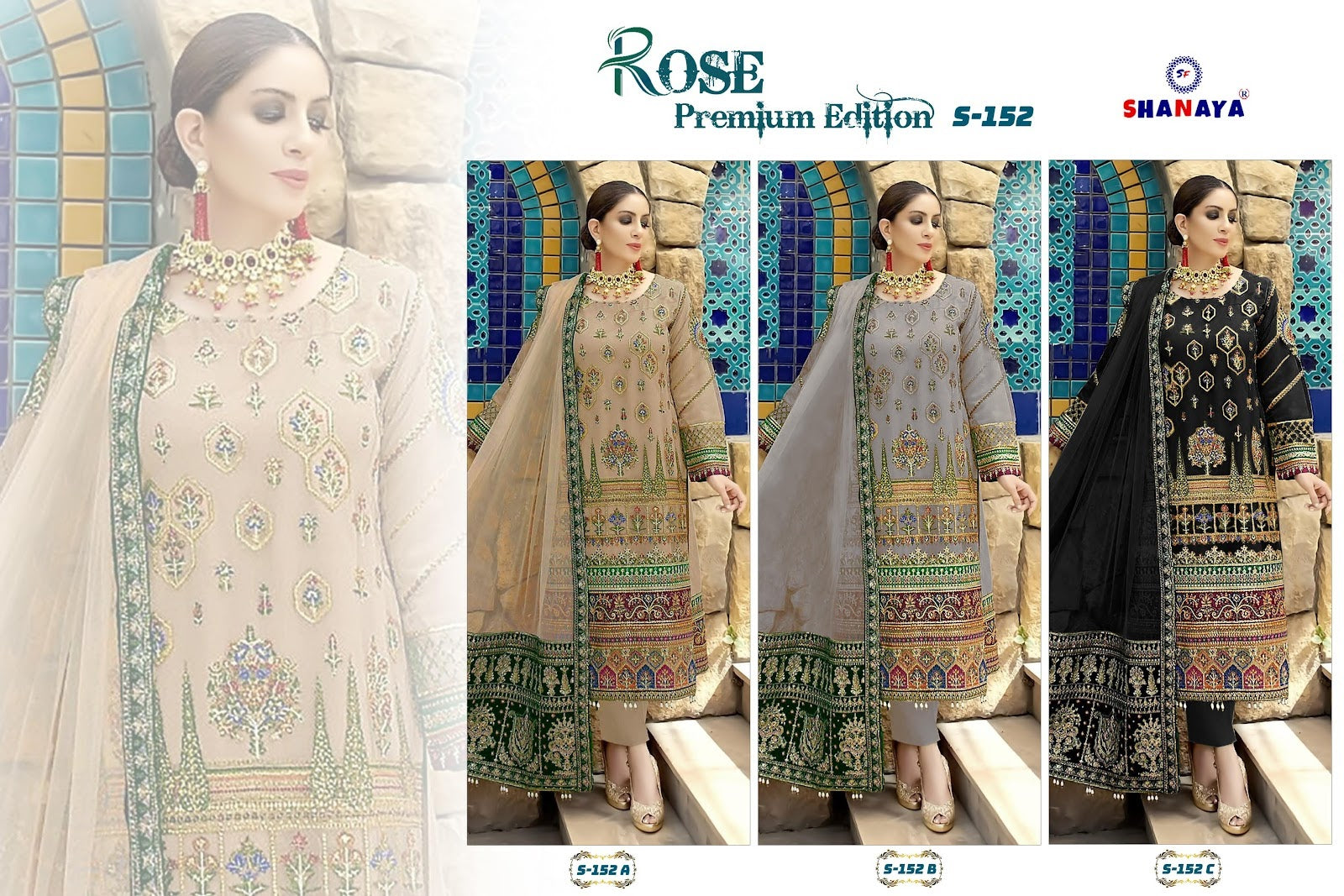 S 152 Rose Premium Edition Shanaya Fashion Organza Pakistani Salwar Suits