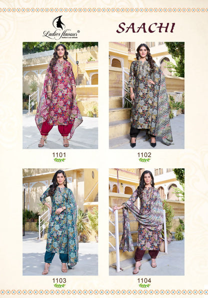 Saachi Ladies Flavour Chanderi Afghani Readymade Suit