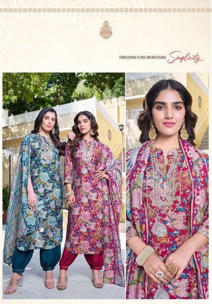 Saachi Ladies Flavour Chanderi Afghani Readymade Suit