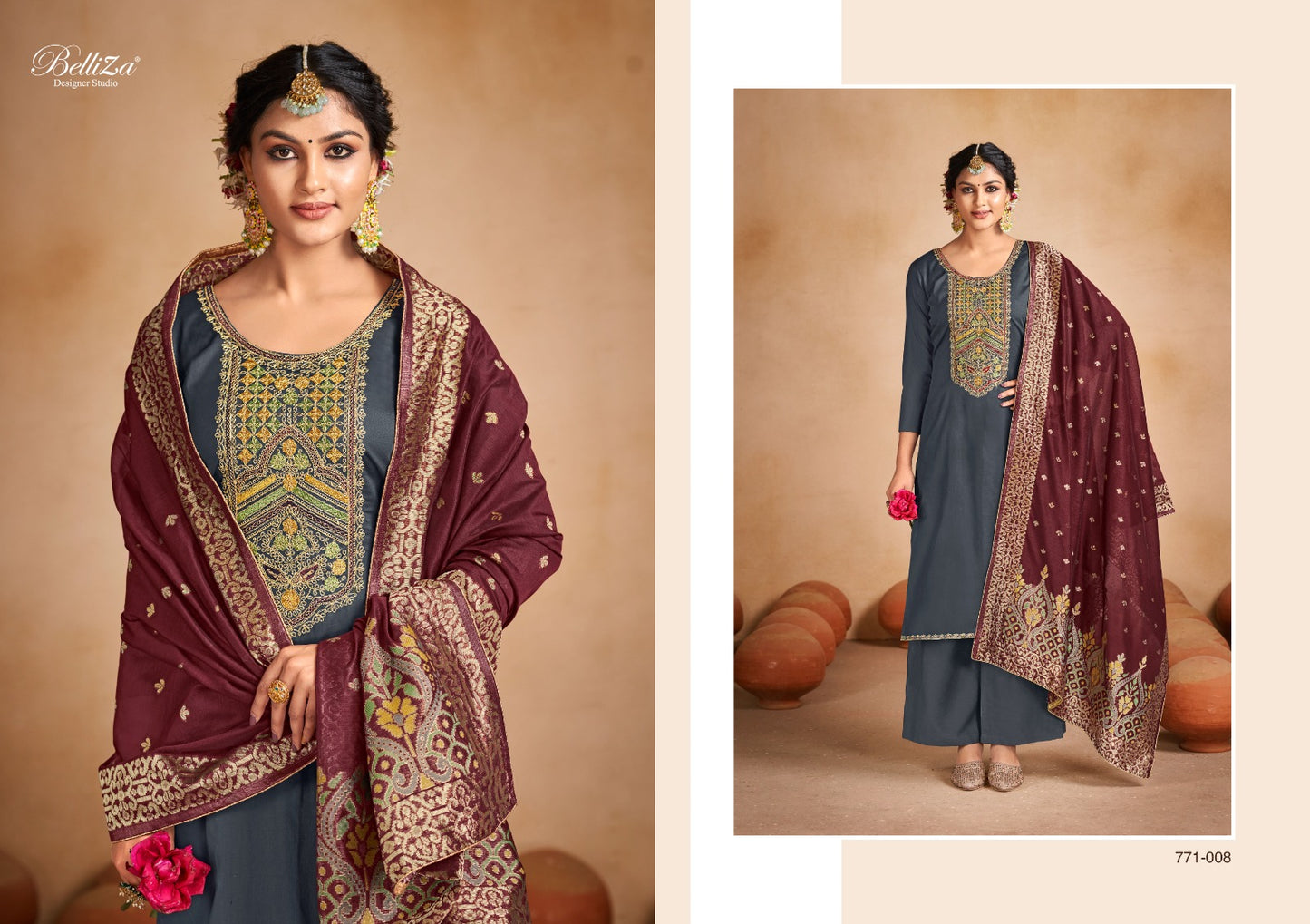 Saadgi Belliza Designer Studio Jaam Cotton Pant Style Suits