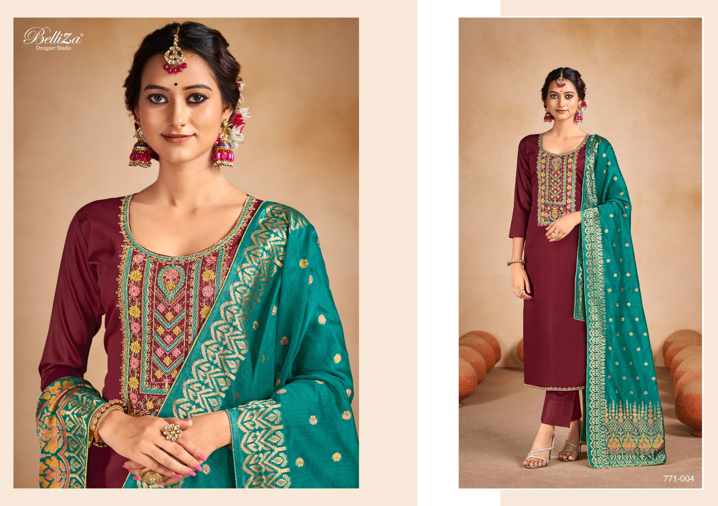 Saadgi Belliza Designer Studio Jaam Cotton Pant Style Suits