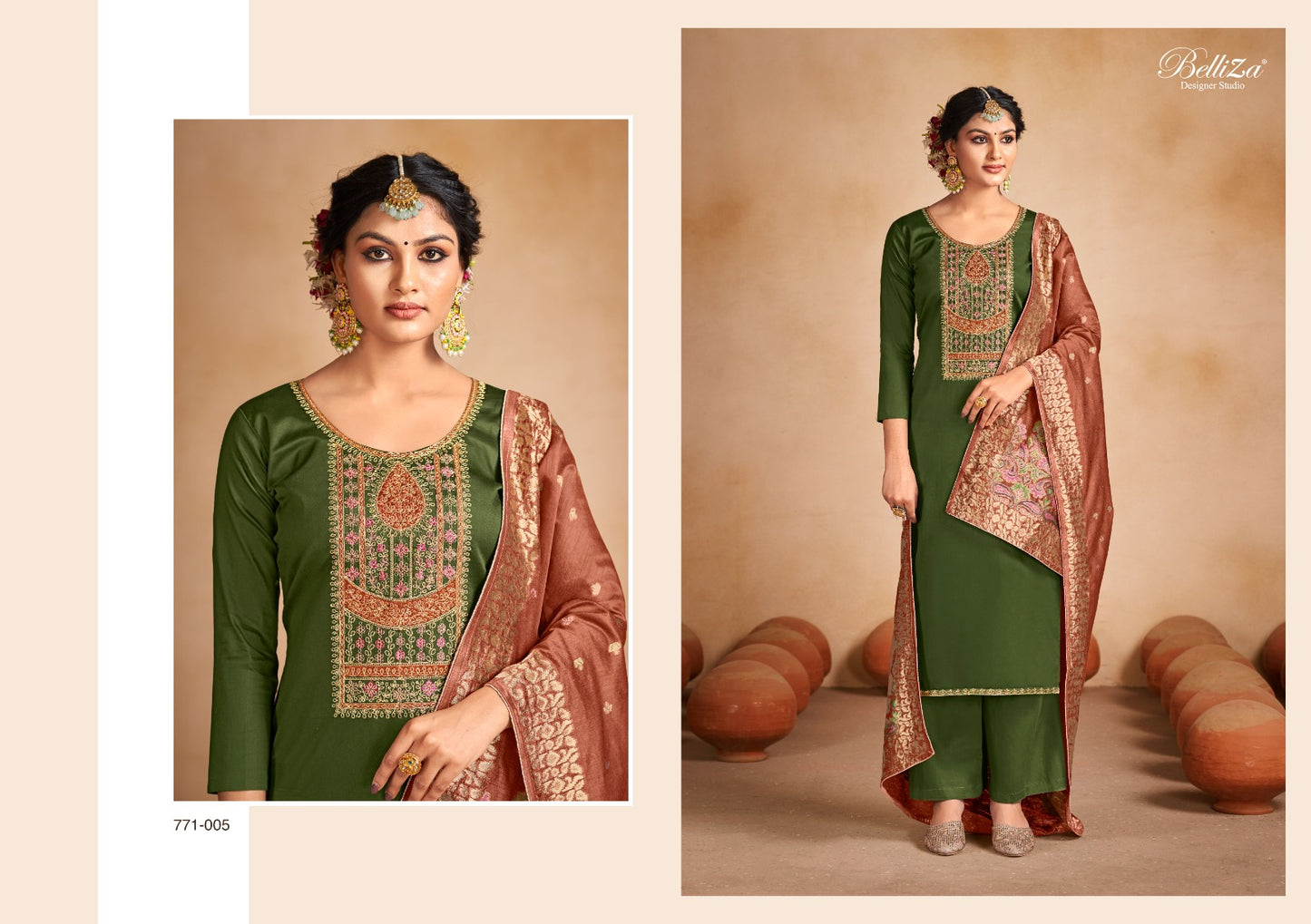 Saadgi Belliza Designer Studio Jaam Cotton Pant Style Suits