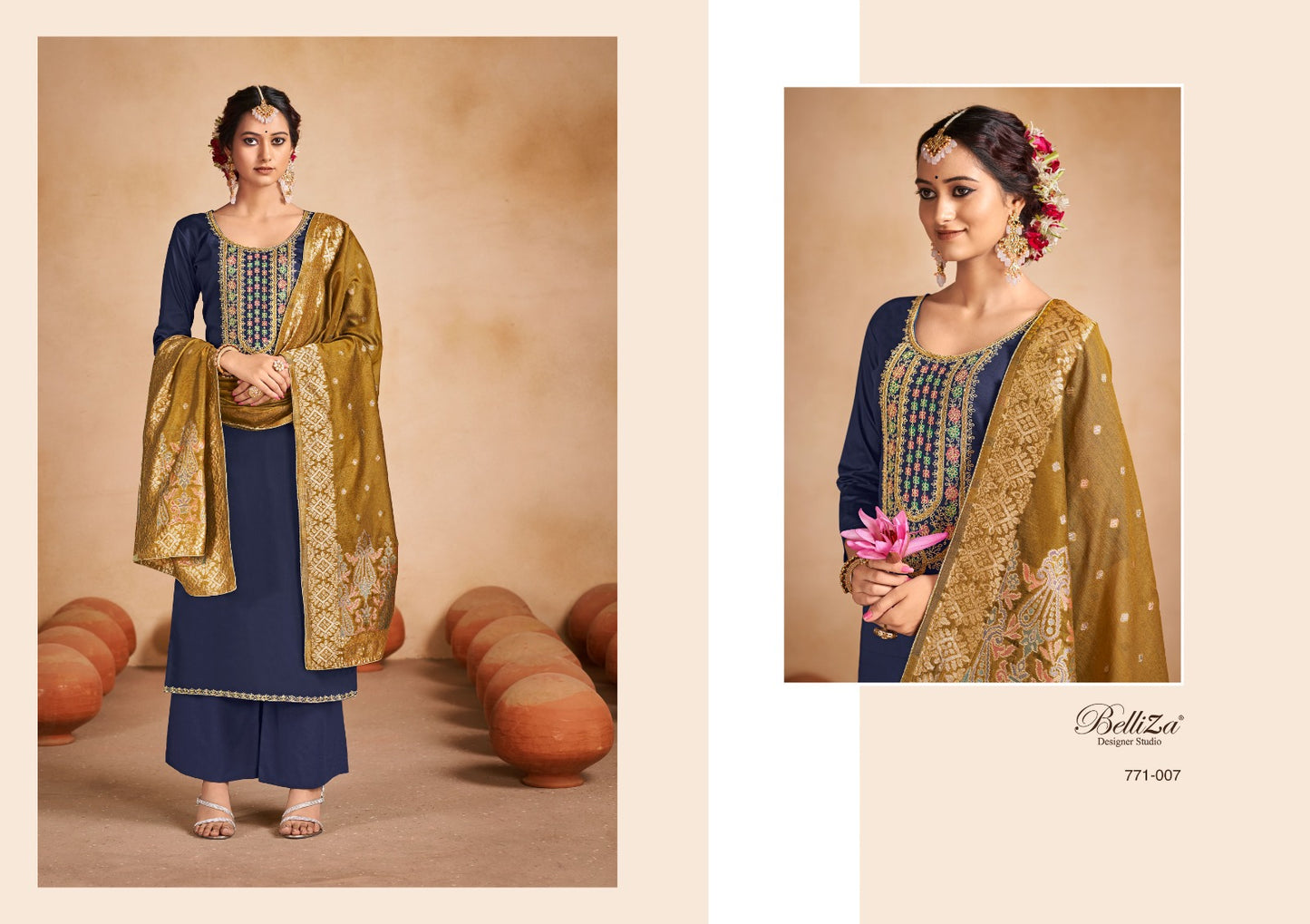 Saadgi Belliza Designer Studio Jaam Cotton Pant Style Suits