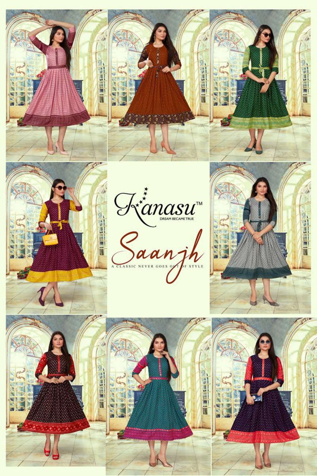 Saanjh Kanasu Rayon Anarkali Kurtis