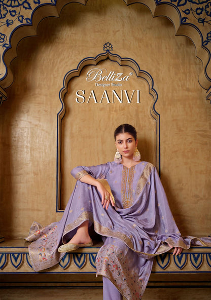 Saanvi Belliza Designer Studio Viscose Muslin Pant Style Suits