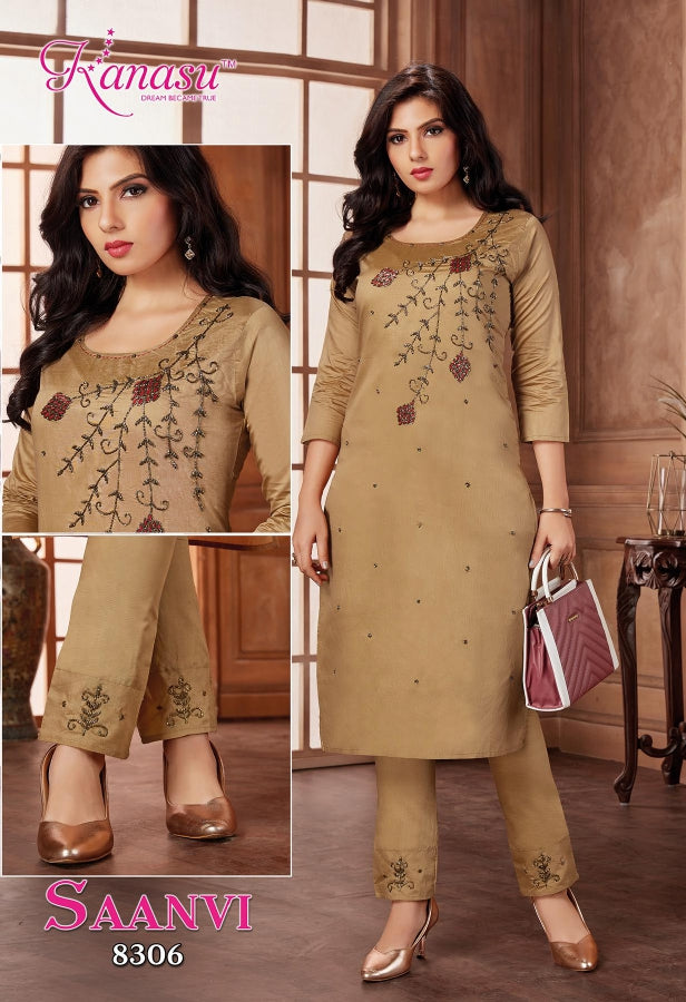 Saanvi Kanasu Silk Kurti Pant Set