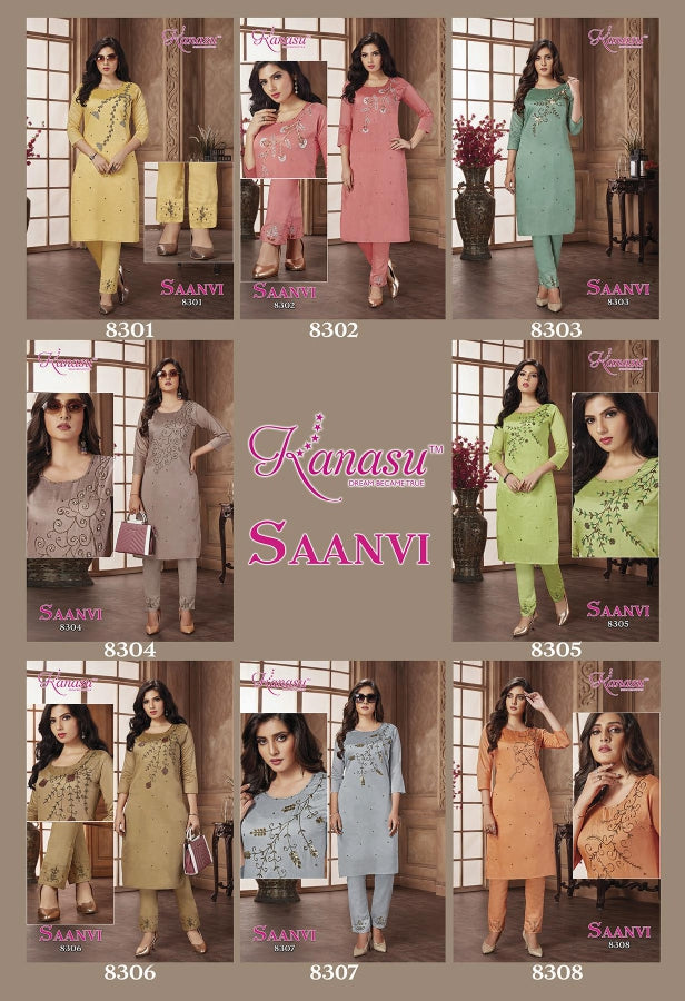Saanvi Kanasu Silk Kurti Pant Set