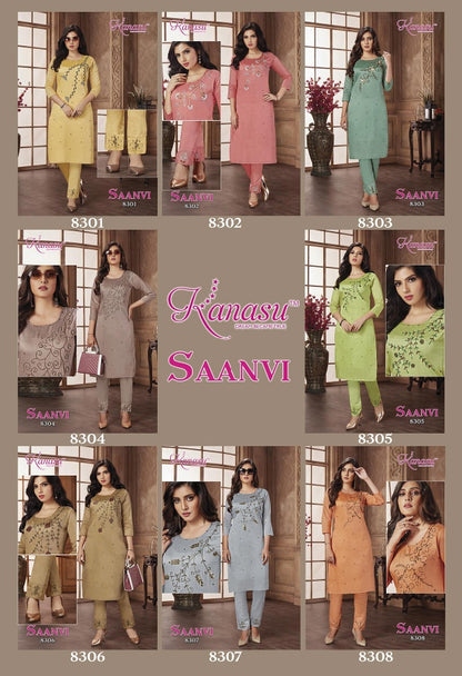 Saanvi Kanasu Silk Kurti Pant Set