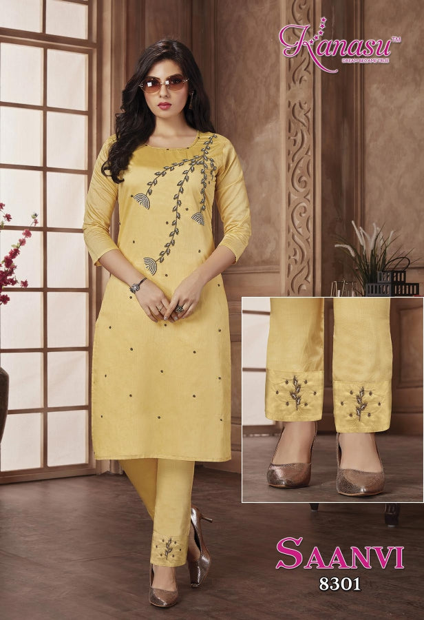 Saanvi Kanasu Silk Kurti Pant Set