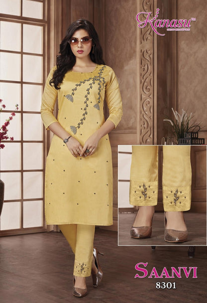 Saanvi Kanasu Silk Kurti Pant Set