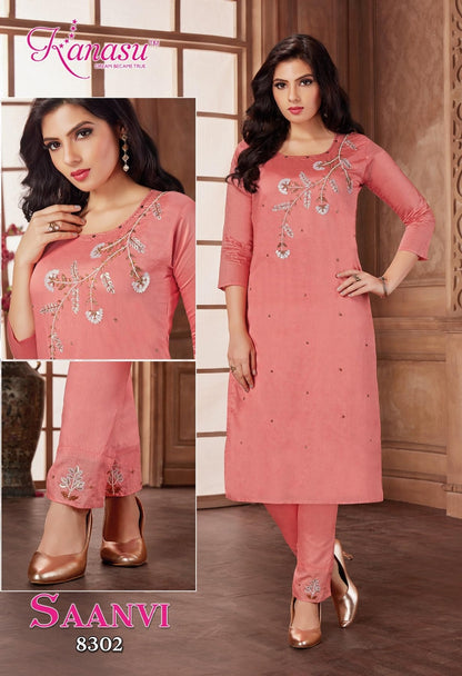 Saanvi Kanasu Silk Kurti Pant Set