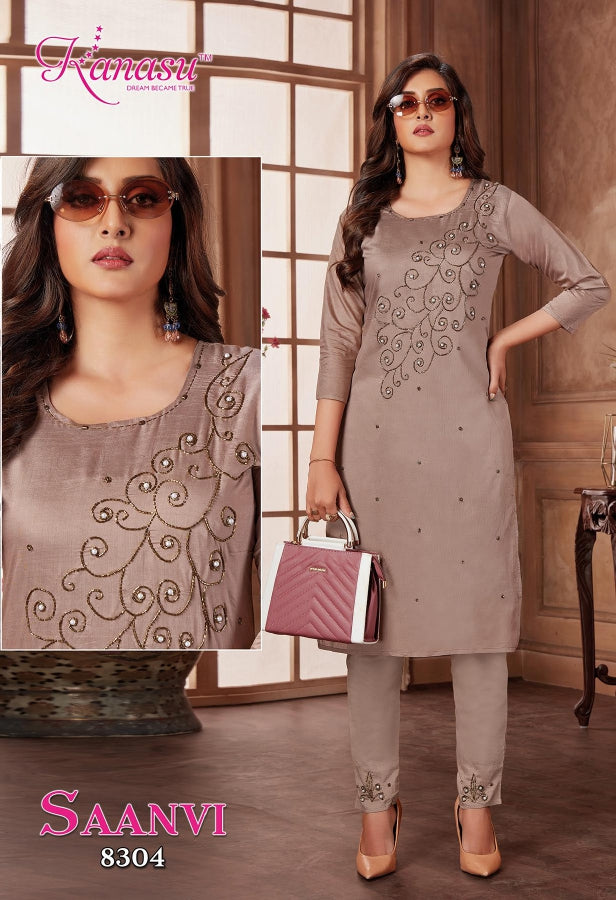 Saanvi Kanasu Silk Kurti Pant Set