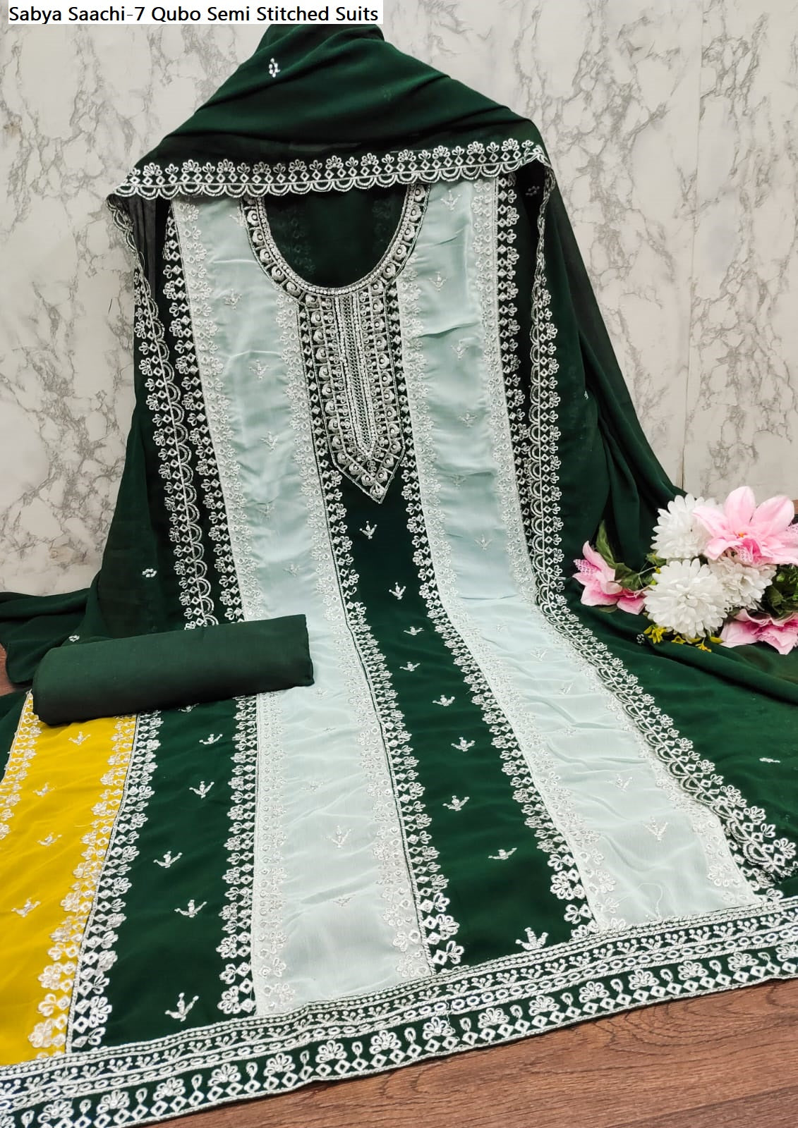 Sabya Saachi-7 Qubo Fox Georgette Semi Stitched Suits