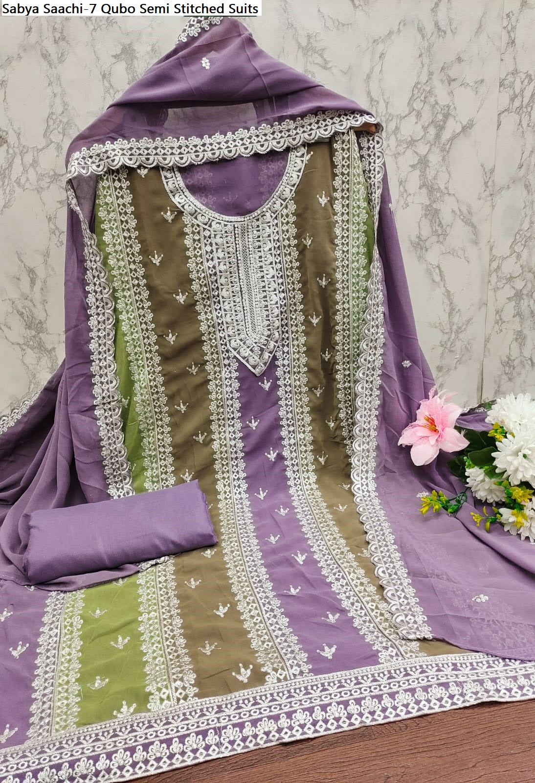 Sabya Saachi-7 Qubo Fox Georgette Semi Stitched Suits