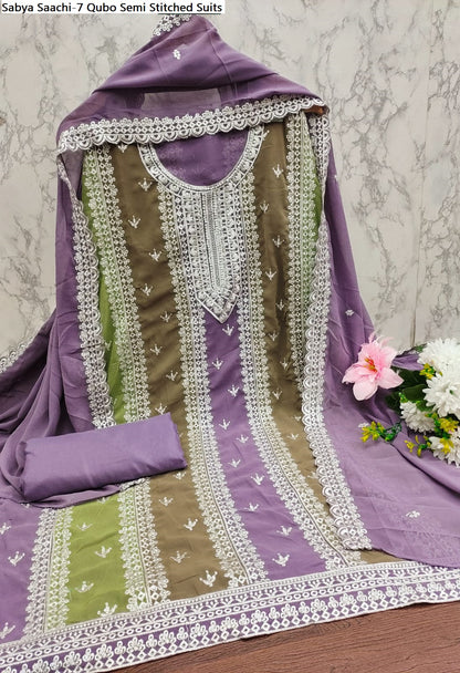 Sabya Saachi-7 Qubo Fox Georgette Semi Stitched Suits