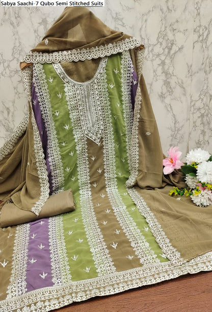 Sabya Saachi-7 Qubo Fox Georgette Semi Stitched Suits