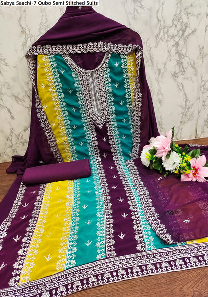 Sabya Saachi-7 Qubo Fox Georgette Semi Stitched Suits