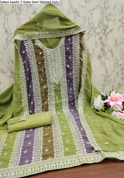 Sabya Saachi-7 Qubo Fox Georgette Semi Stitched Suits