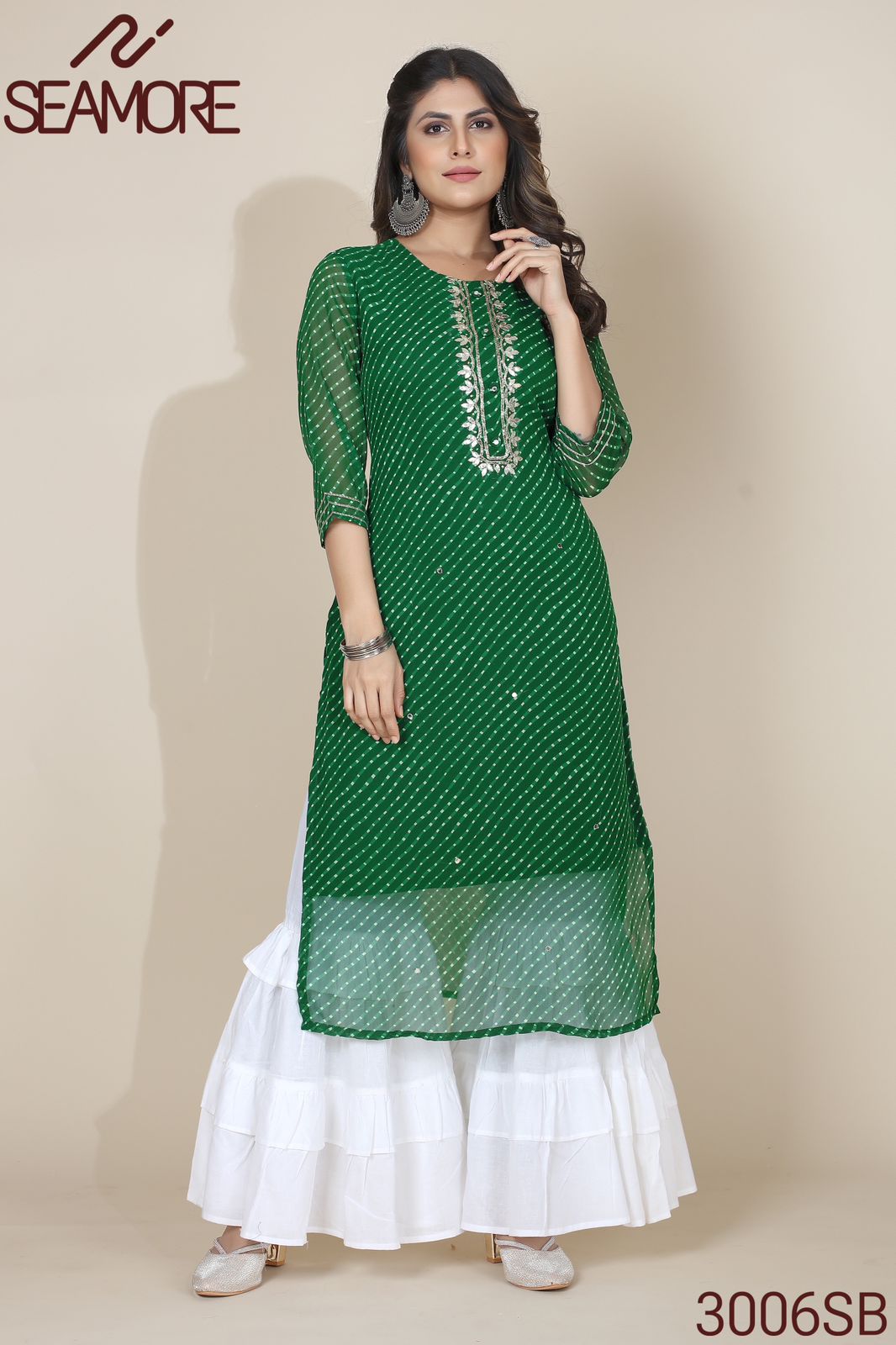 Sachi One Seamore Georgette Straight Cut Kurtis