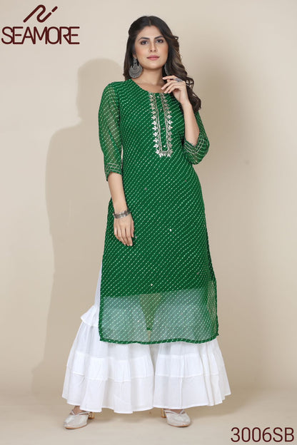 Sachi One Seamore Georgette Straight Cut Kurtis