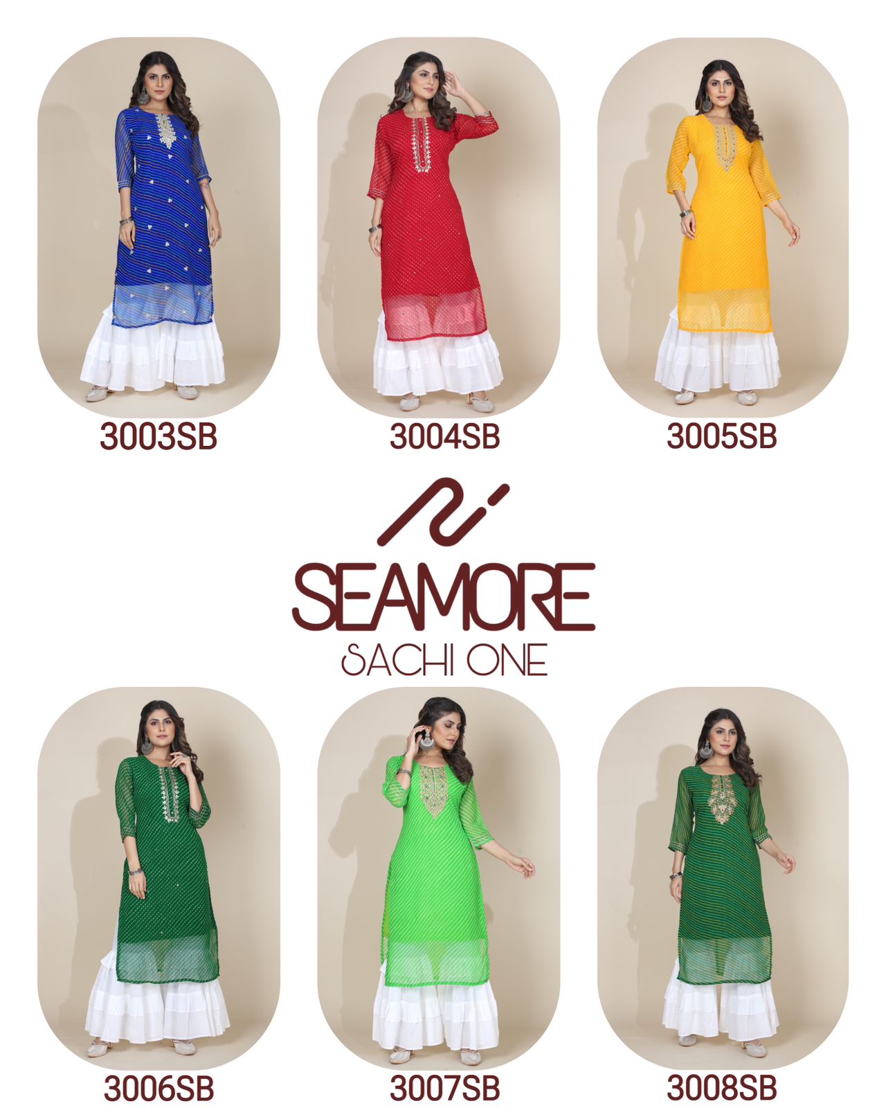 Sachi One Seamore Georgette Straight Cut Kurtis