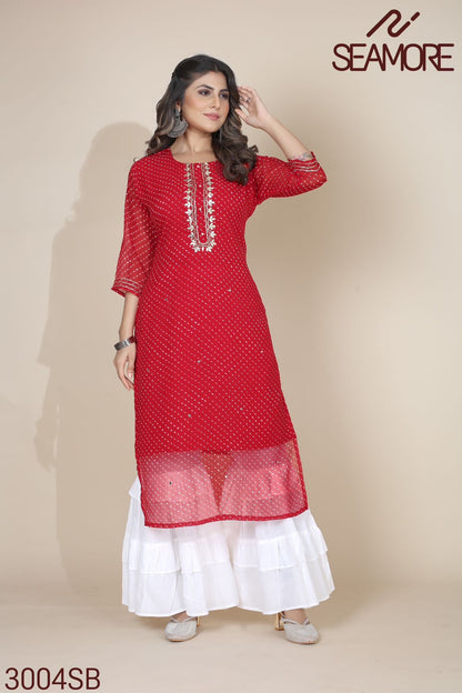 Sachi One Seamore Georgette Straight Cut Kurtis