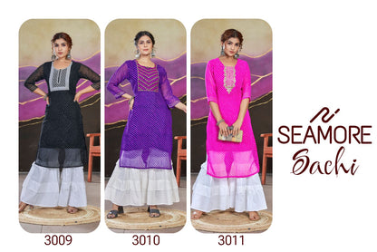 Sachi Two Seamore Georgette Long Straight Kurti