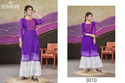 Sachi Two Seamore Georgette Long Straight Kurti