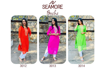 Sachi Vol 3 Seamore Georgette Knee Length Kurtis