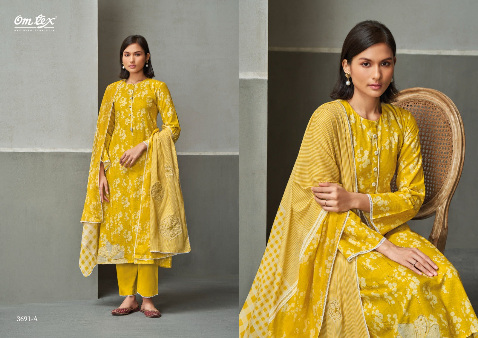 Sada-Yellow Collection Omtex Linen Cotton Pant Style Suits