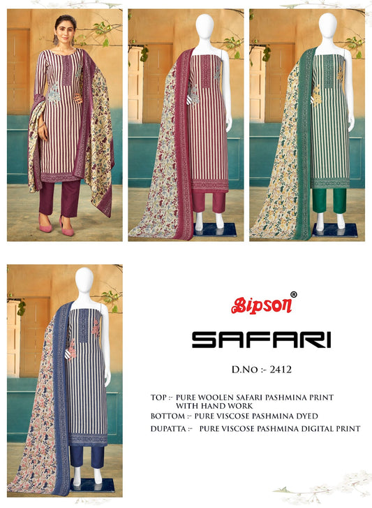 Safari-2412 Bipson Prints Wool Pashmina Suits
