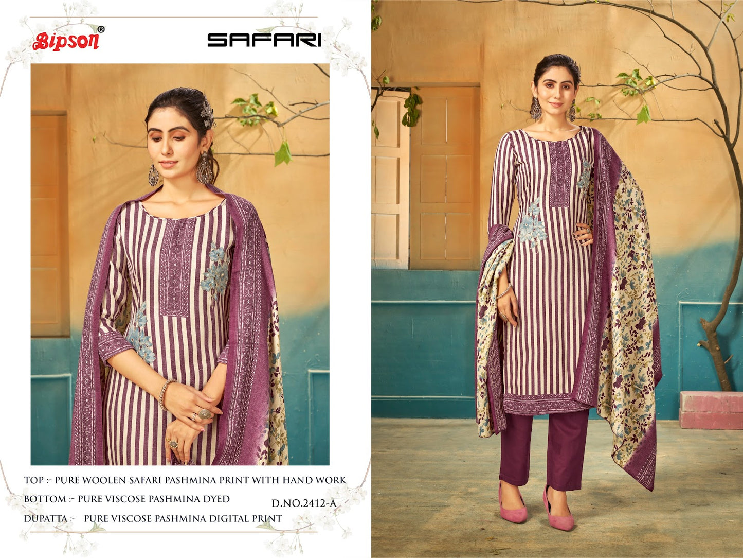Safari-2412 Bipson Prints Wool Pashmina Suits