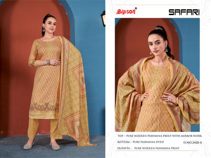 Safari-2420 Bipson Prints Woollen Pashmina Suits