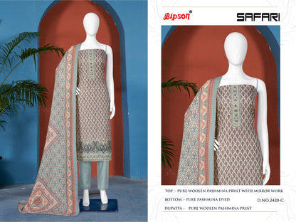 Safari-2420 Bipson Prints Woollen Pashmina Suits