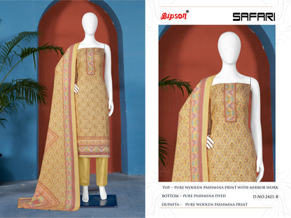 Safari-2421 Bipson Prints Woollen Pashmina Suits