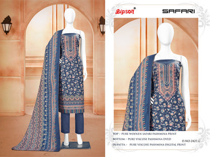 Safari-2427 Bipson Prints Woolen Pashmina Suits