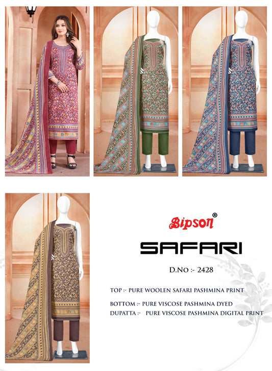 Safari-2428 Bipson Prints Woolen Pashmina Suits