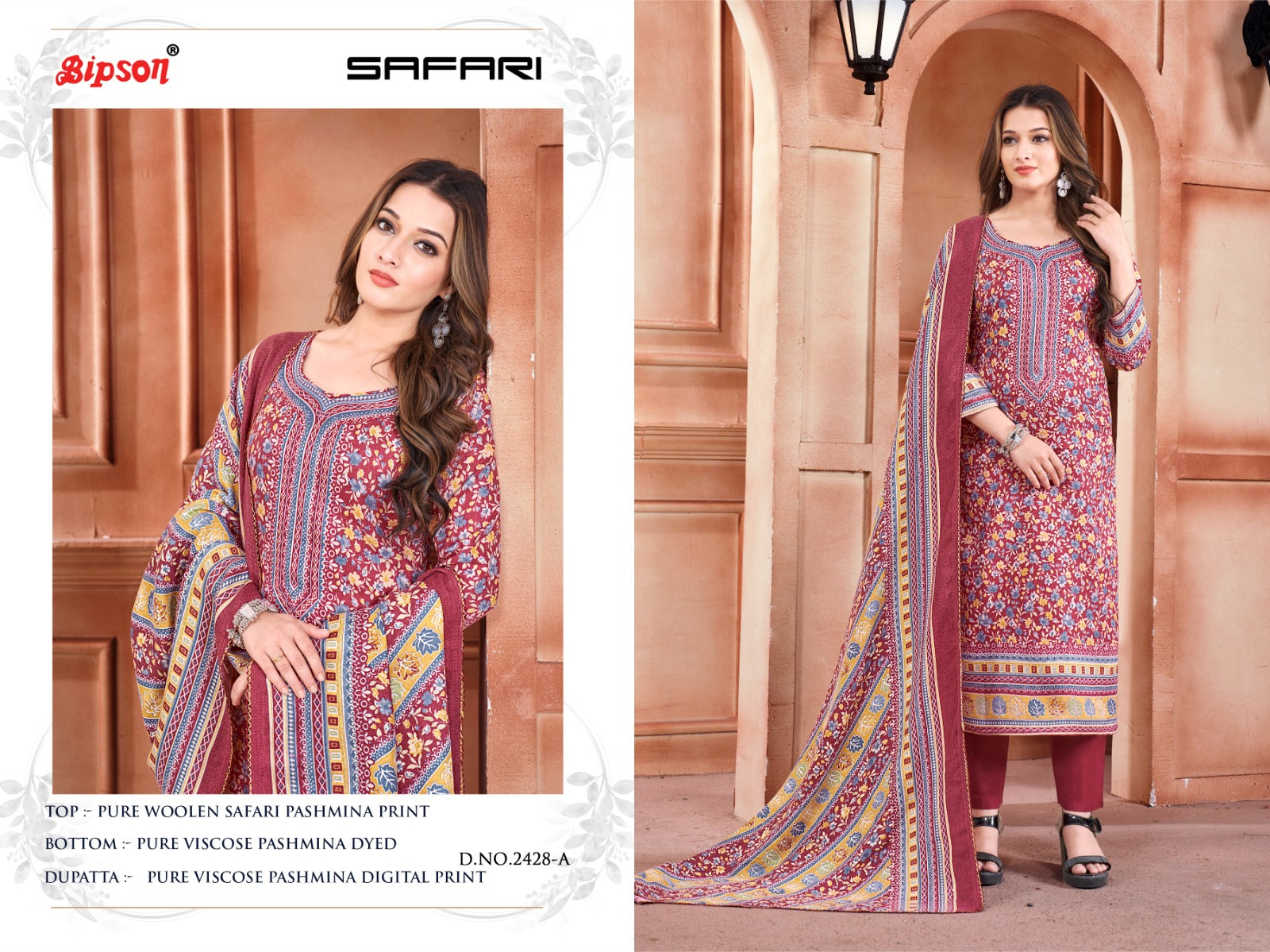 Safari-2428 Bipson Prints Woolen Pashmina Suits