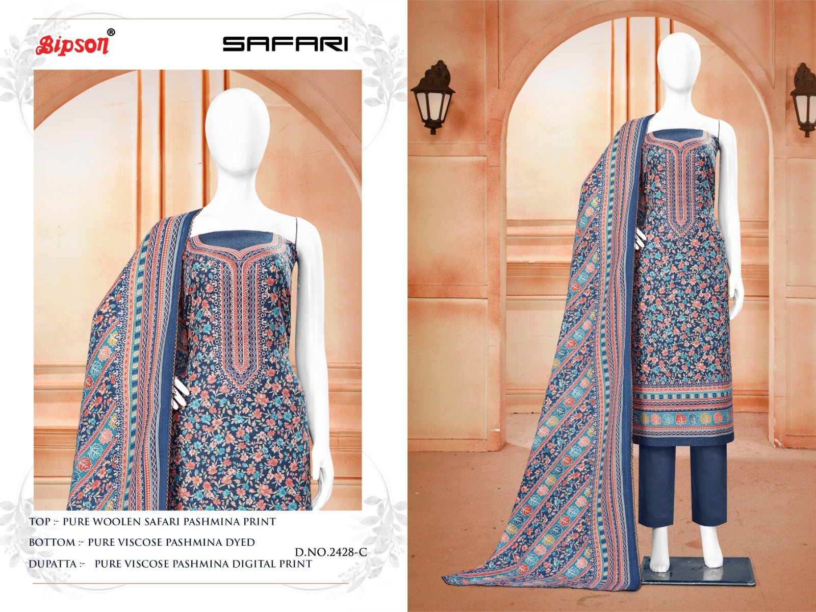 Safari-2428 Bipson Prints Woolen Pashmina Suits