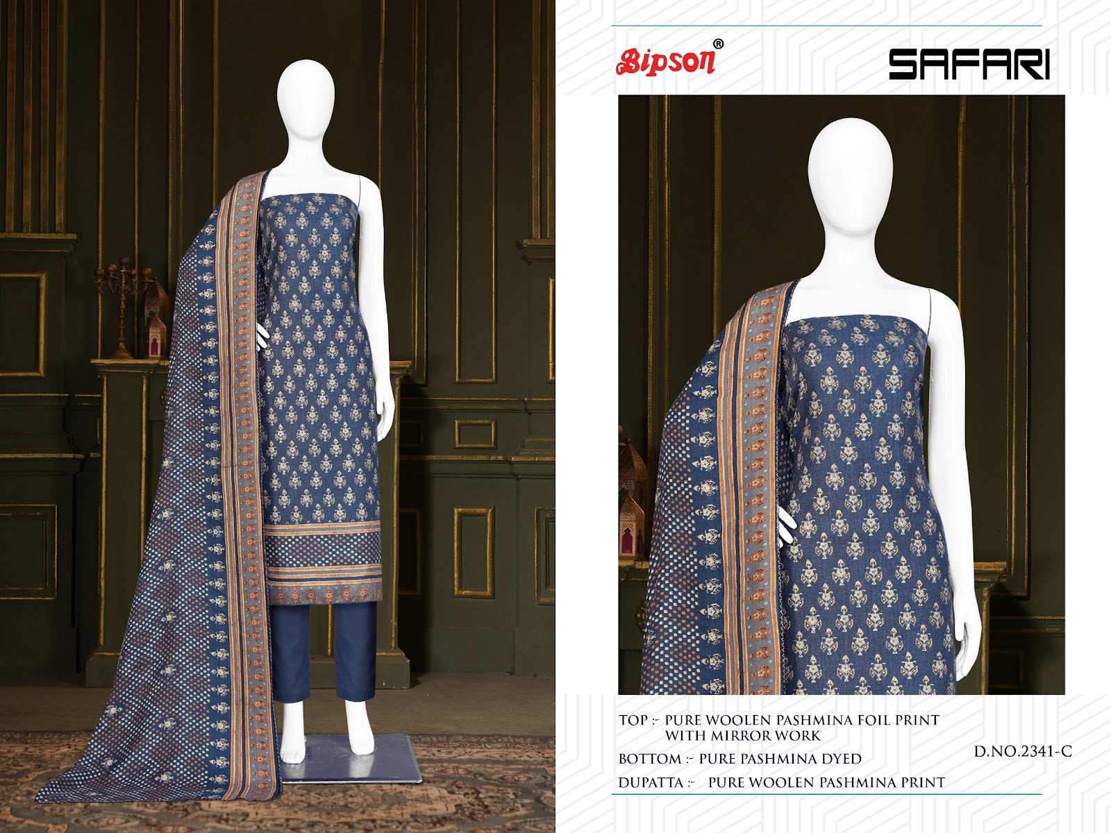 Safari 2341 Bipson Prints Woollen Pashmina Suits