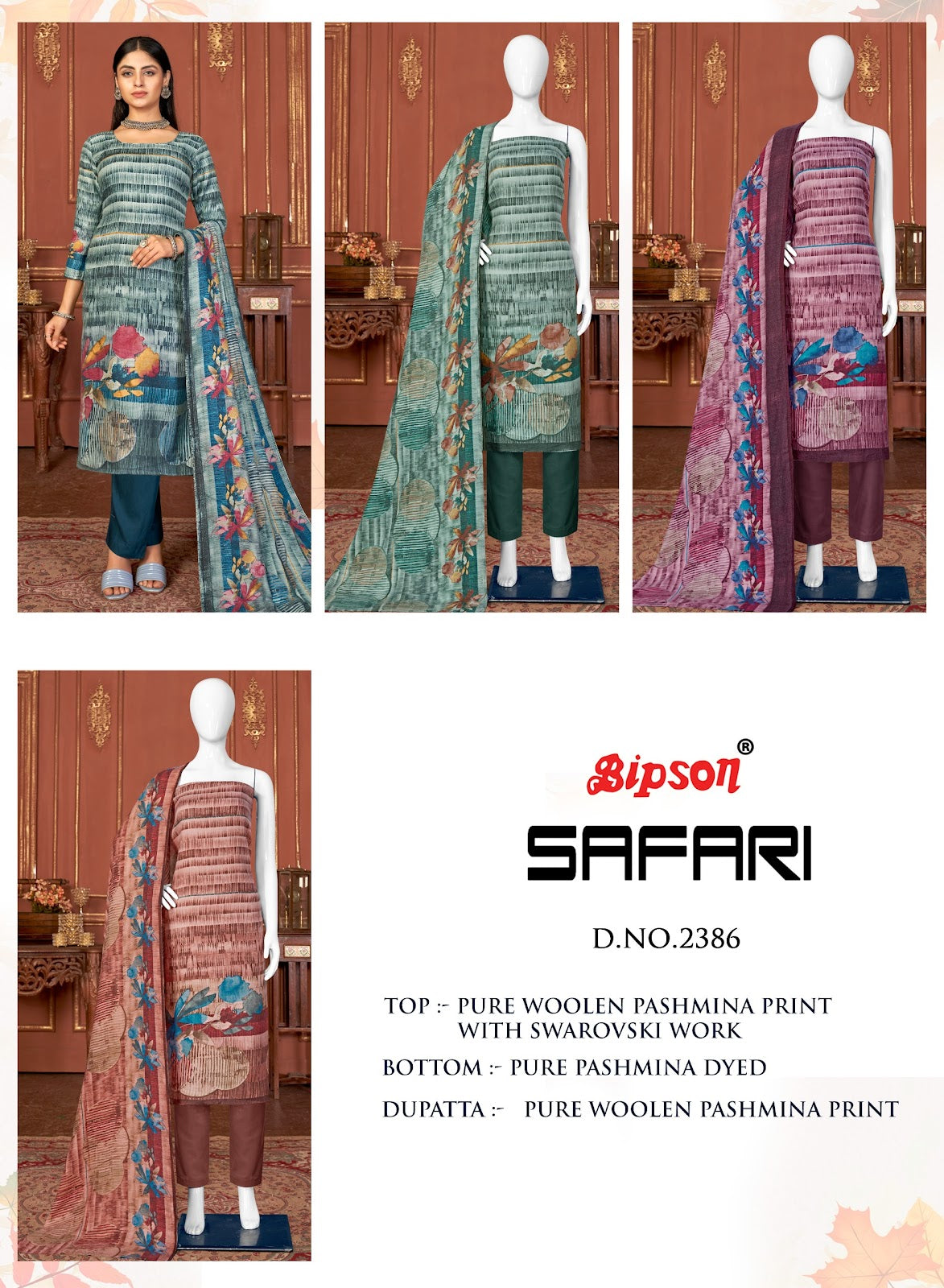 Safari 2386 Bipson Prints Woollen Pashmina Suits