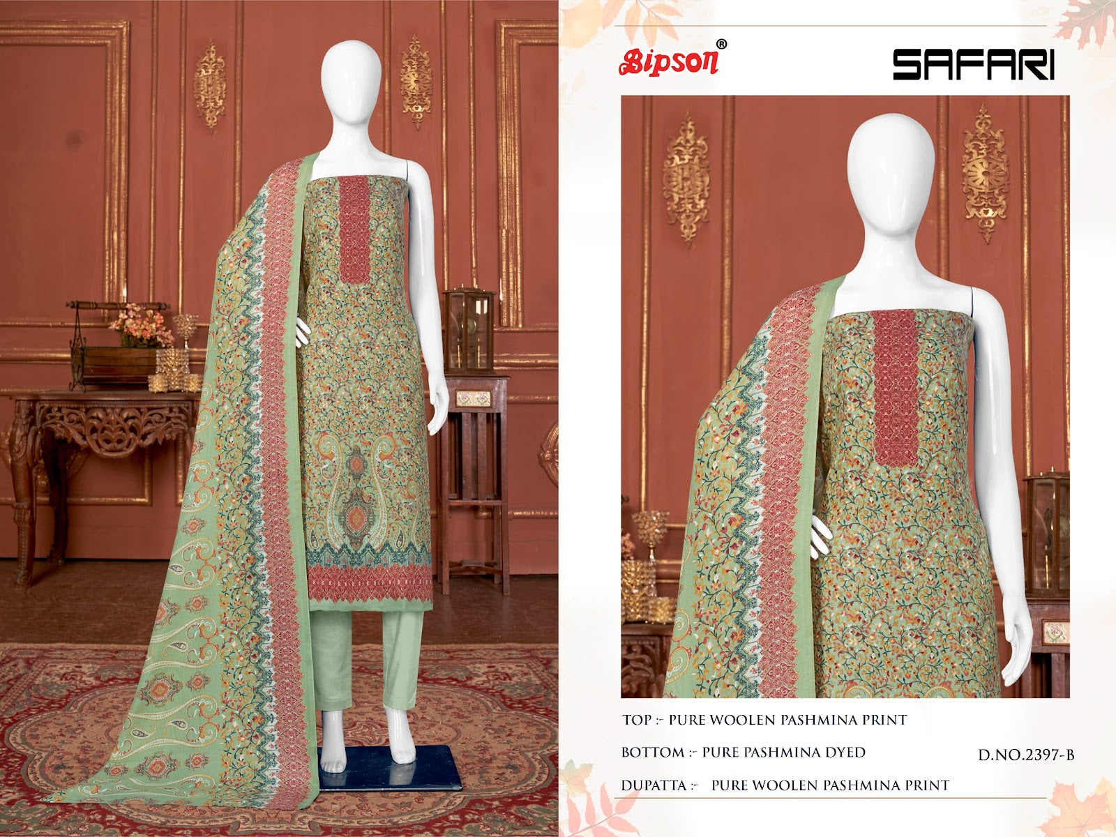 Safari 2397 Bipson Prints Woollen Pashmina Suits