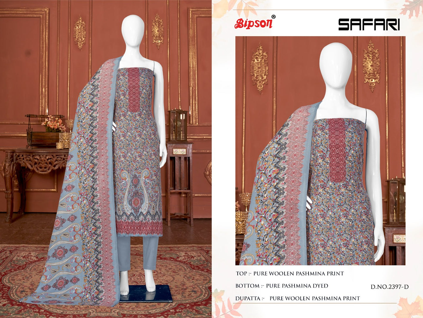Safari 2397 Bipson Prints Woollen Pashmina Suits