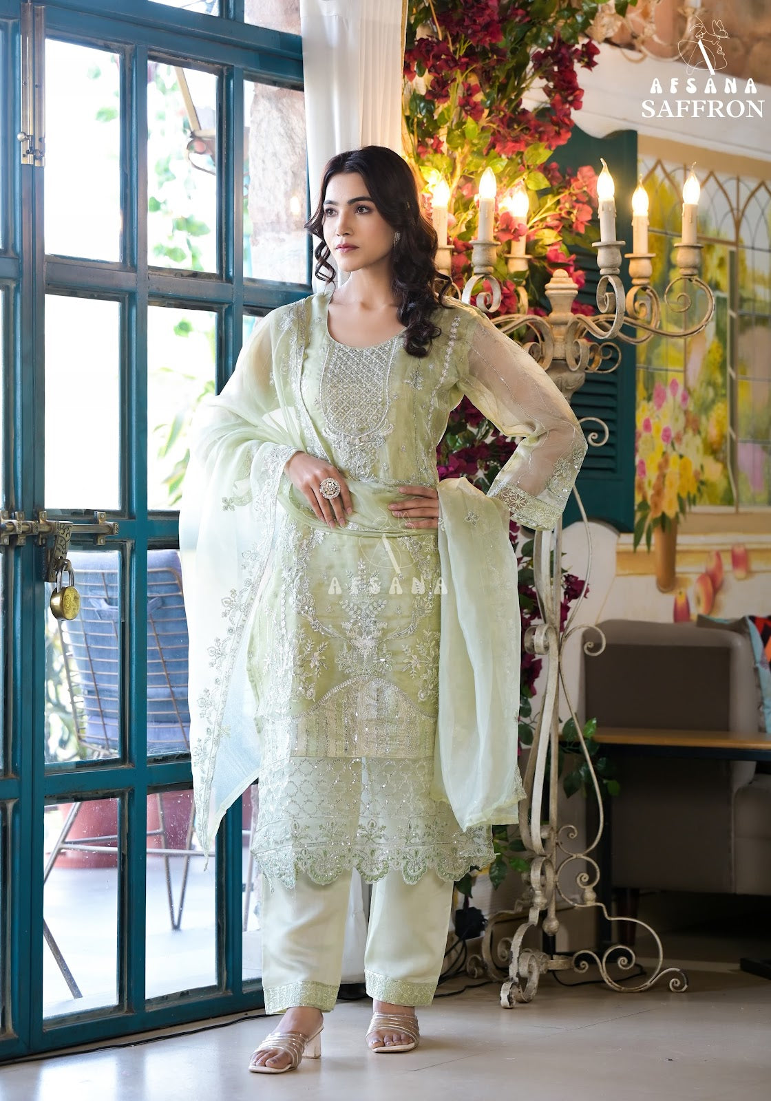Saffron Afsana Organza Pakistani Readymade Suits