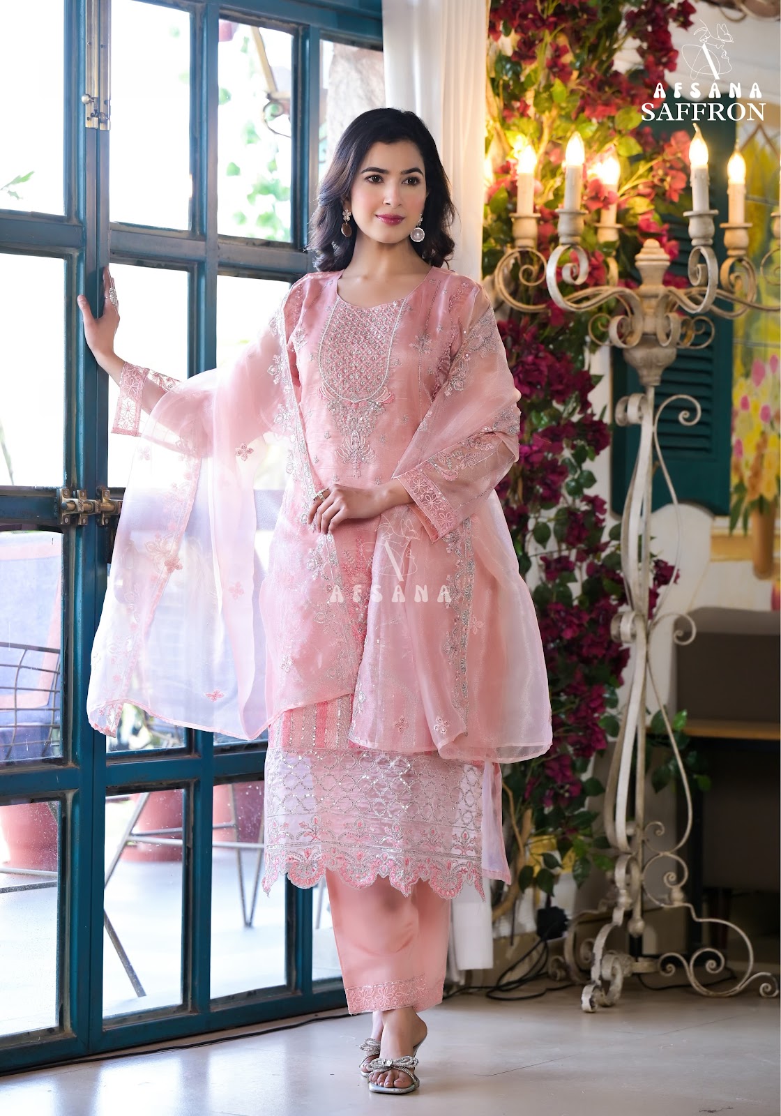 Saffron Afsana Organza Pakistani Readymade Suits