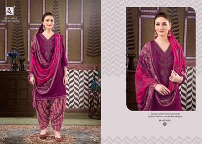 Saffron Alok Viscose Rayon Patiyala Style Suits