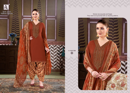 Saffron Alok Viscose Rayon Patiyala Style Suits