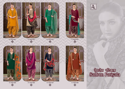 Saffron Alok Viscose Rayon Patiyala Style Suits