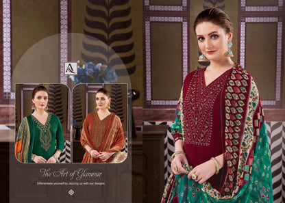 Saffron Alok Viscose Rayon Patiyala Style Suits